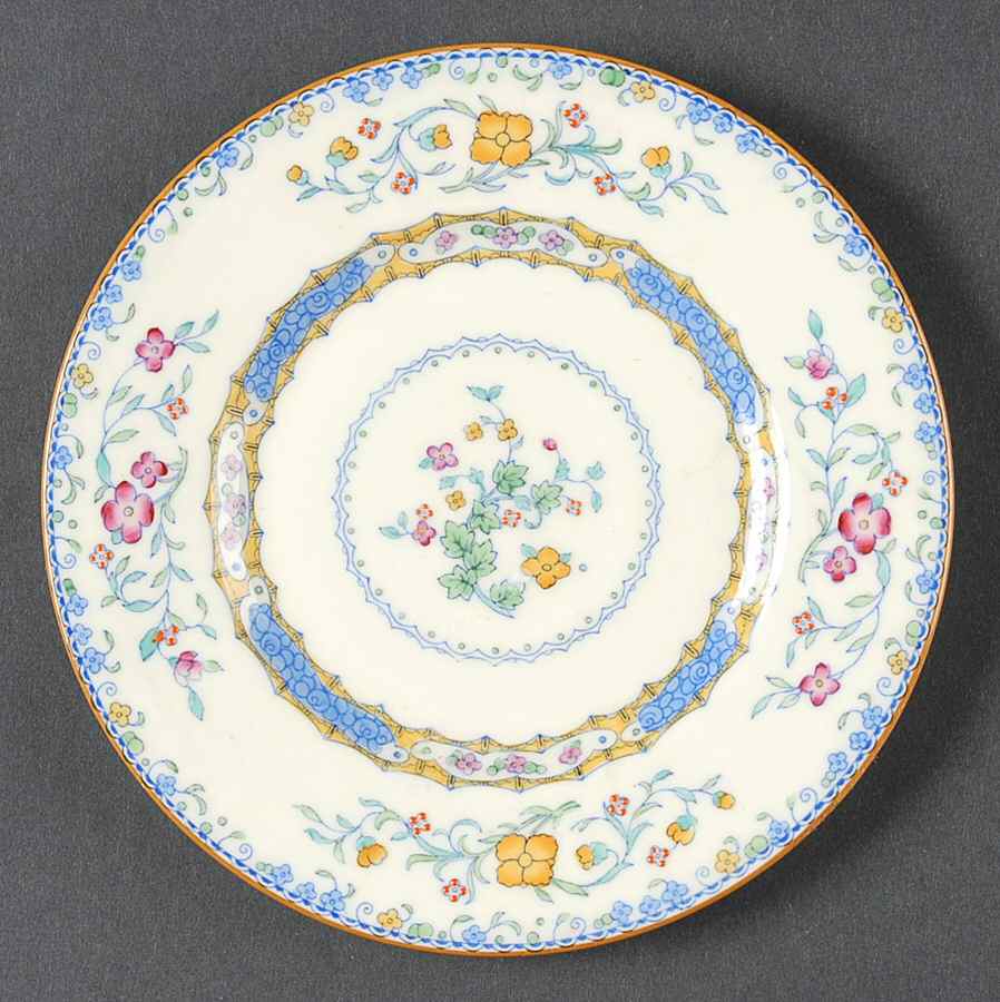 Morella Blue (H2878, Dark Cream Background) Bread & Butter Plate by Royal Doulton-1