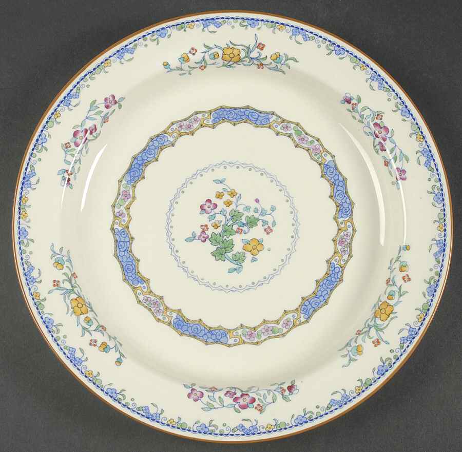 Morella Blue (H2878, Dark Cream Background) 12" Chop Plate (Round Platter) by Royal Doulton-1