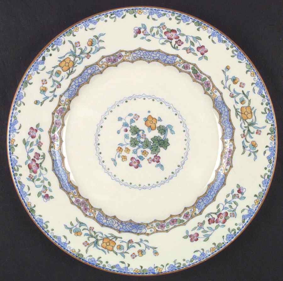 Morella Blue (H2878, Dark Cream Background) Dinner Plate by Royal Doulton-1