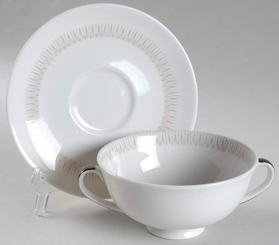 Morning Star Footed Cream Soup Bowl & Saucer Set by Royal Doulton-1