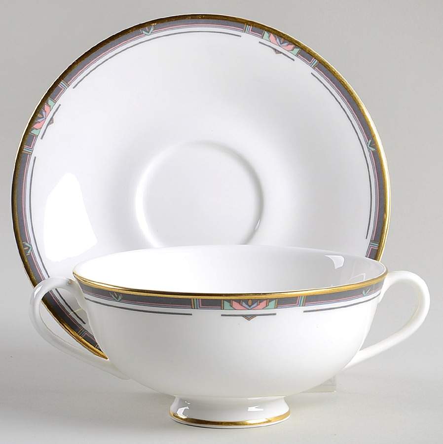 Musicale Footed Cream Soup Bowl & Saucer Set by Royal Doulton-1