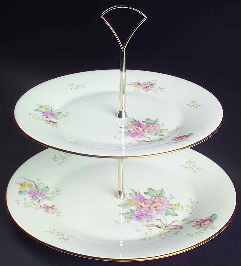 Mystic Dawn Pink 2-Tiered Serving Tray (Dinner & Luncheon Plates) by Royal Doulton-1