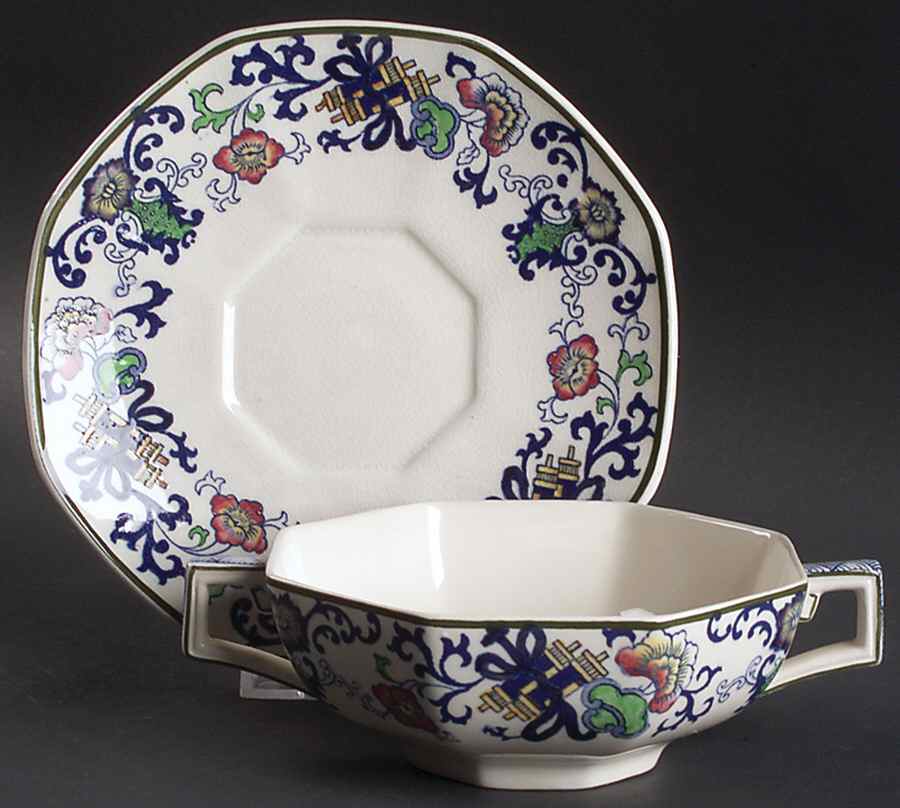 Nankin Flat Cream Soup Bowl & Saucer Set by Royal Doulton-1