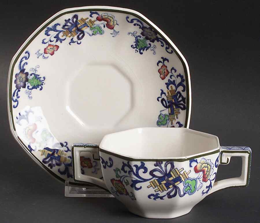 Nankin Flat Bouillon Cup & Saucer by Royal Doulton-1