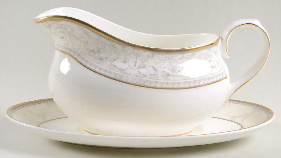 Naples (Gold Trim) Gravy Boat & Underplate by Royal Doulton-1
