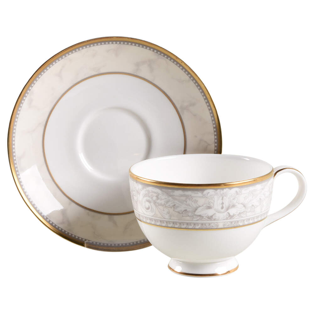 Naples (Gold Trim) Footed Cup & Saucer Set by Royal Doulton-1