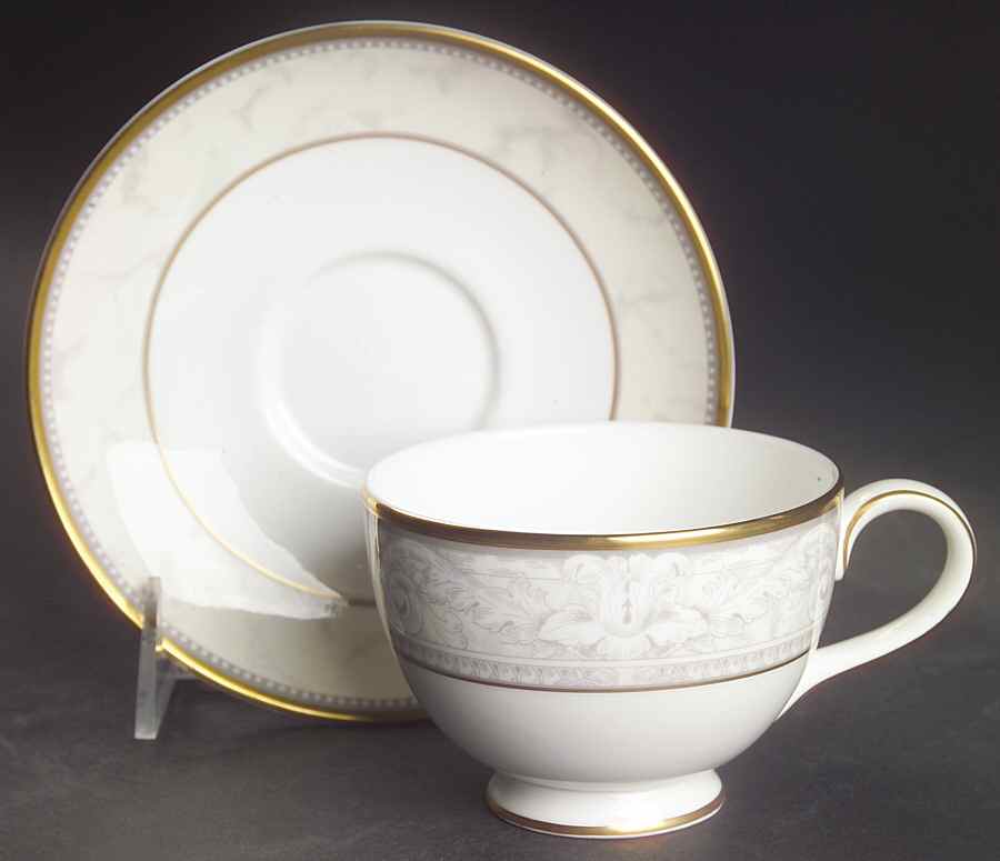 Naples (Gold Trim) Footed Cup & Saucer Set by Royal Doulton-1