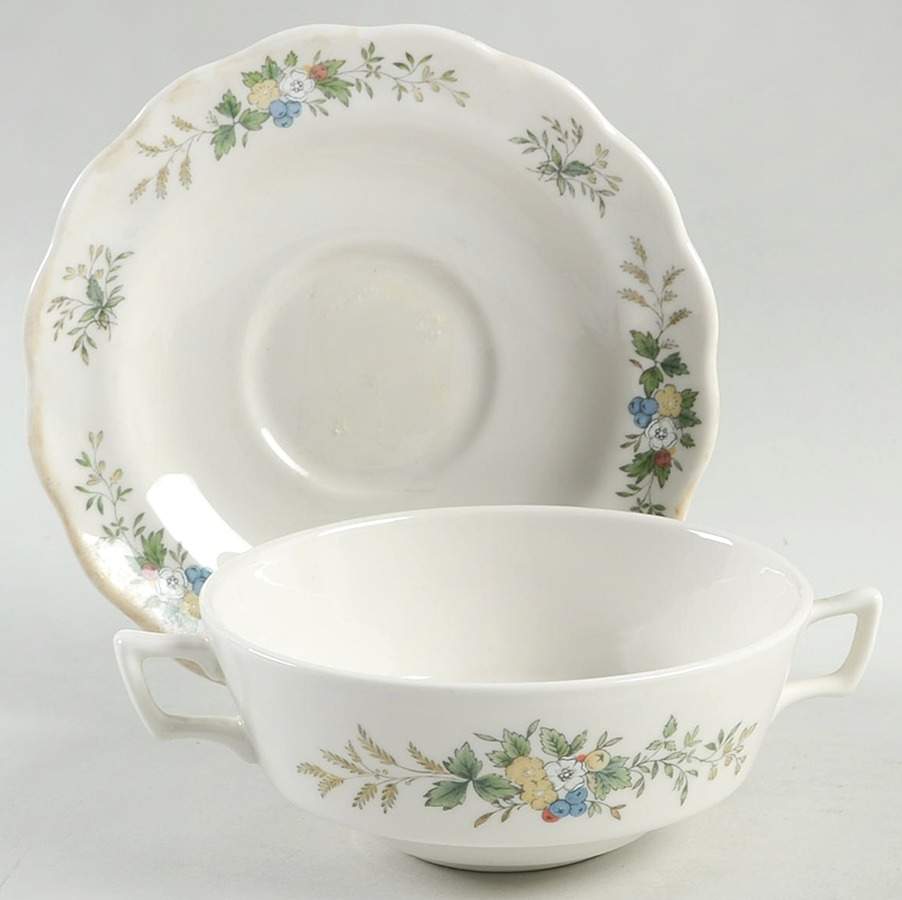 New Hampshire Flat Cream Soup Bowl & Saucer Set by Royal Doulton-1