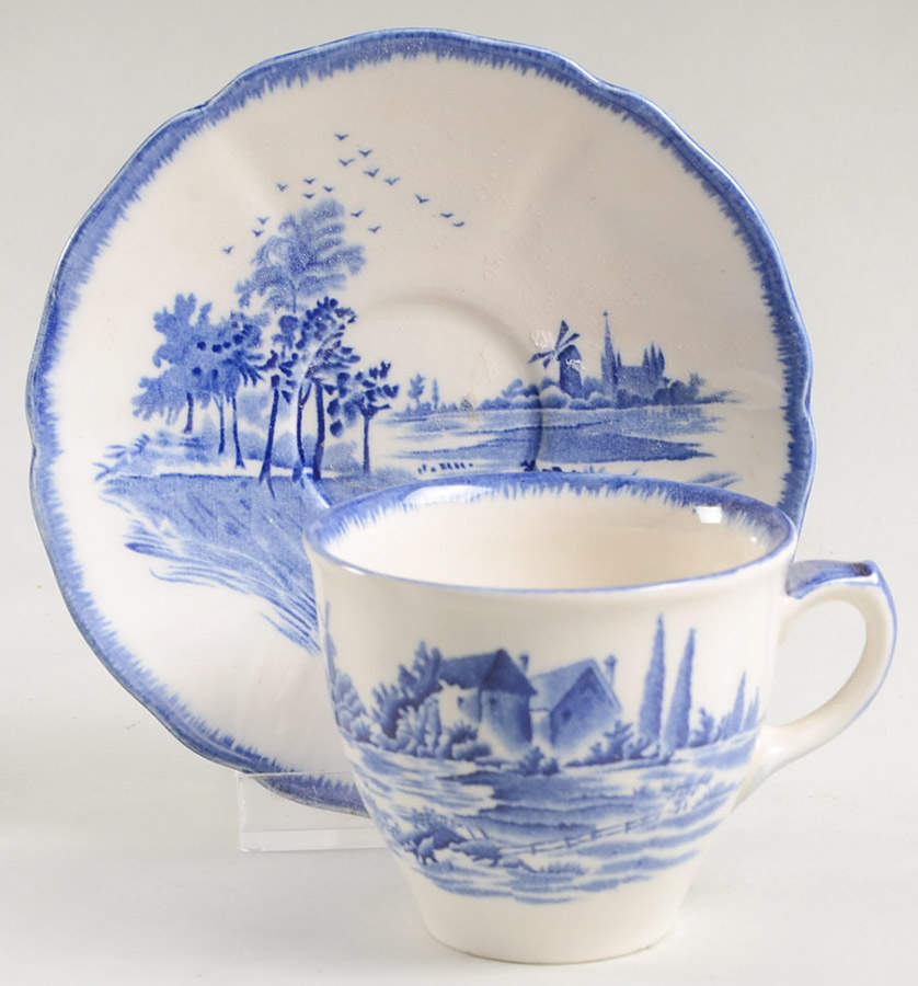 Norfolk Blue (D6294, Scalloped) Flat Demitasse Cup & Saucer Set by Royal Doulton-1