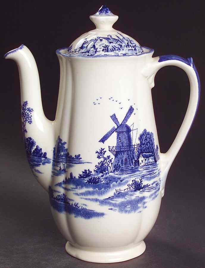 Norfolk Blue (D6294, Scalloped) Coffee Pot & Lid by Royal Doulton-1