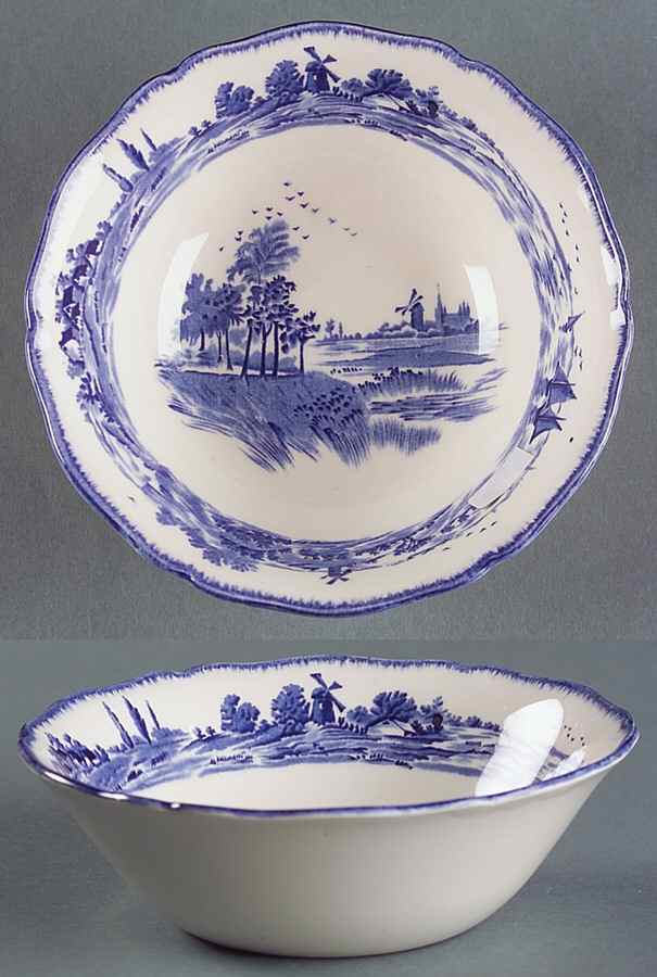 Norfolk Blue (D6294, Scalloped) Coupe Cereal Bowl by Royal Doulton-1
