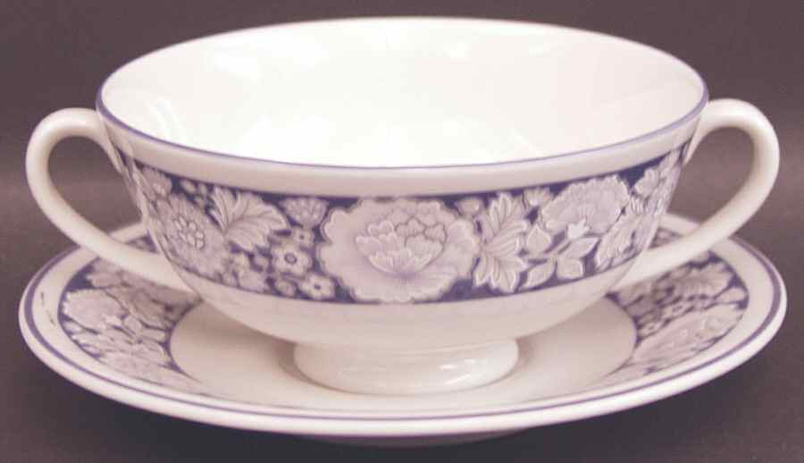 Oakdene Footed Cream Soup Bowl & Saucer Set by Royal Doulton-1