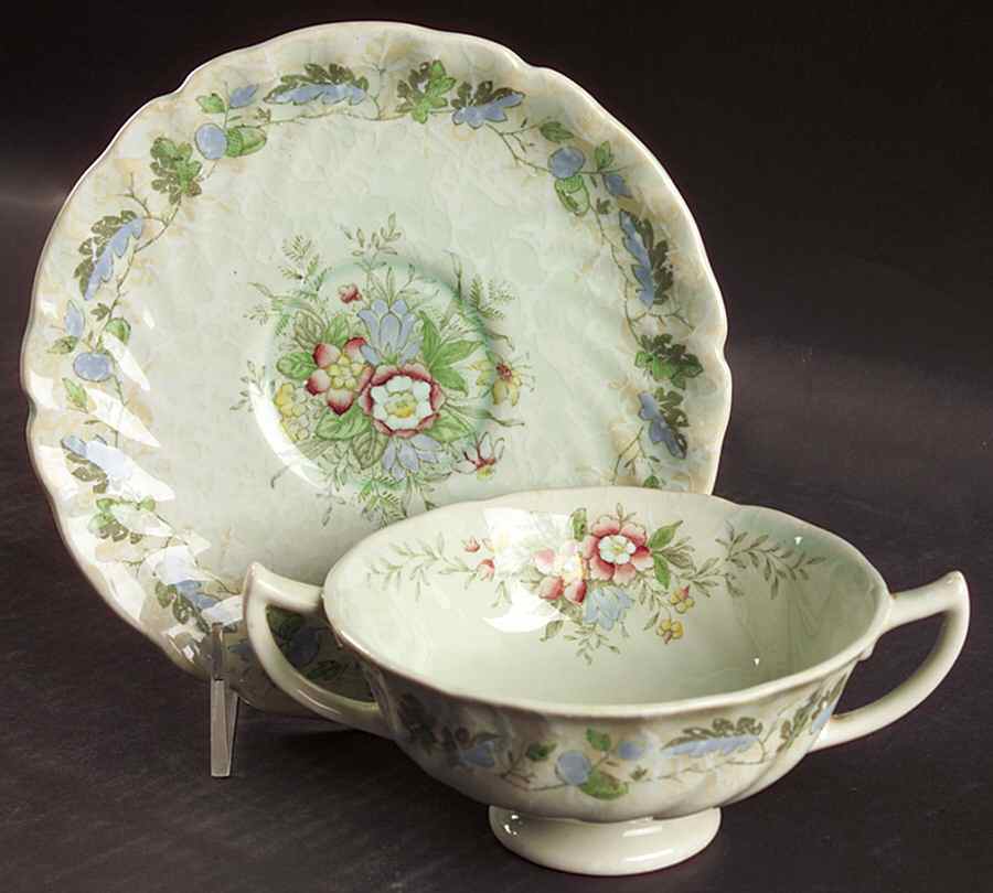 Oakland Footed Cream Soup Bowl & Saucer Set by Royal Doulton-1