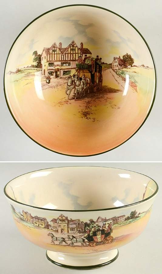 Old English Coaching Scenes 7" Footed Bowl by Royal Doulton-1