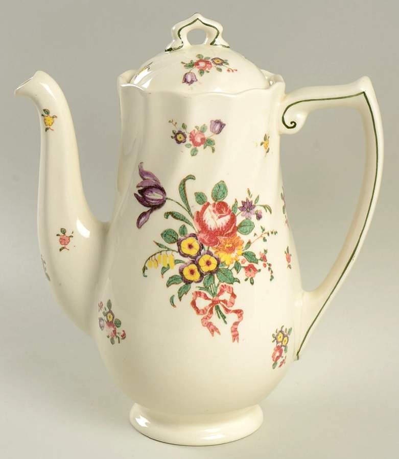 Old Leeds Spray Coffee Pot & Lid by Royal Doulton-1