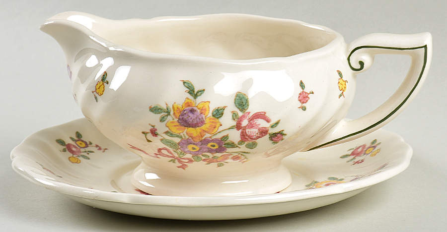 Old Leeds Spray Gravy Boat & Underplate by Royal Doulton-1