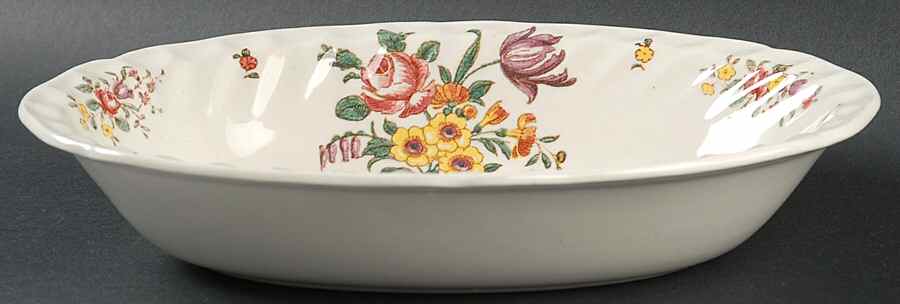 Old Leeds Spray 10" Oval Vegetable Bowl by Royal Doulton-1