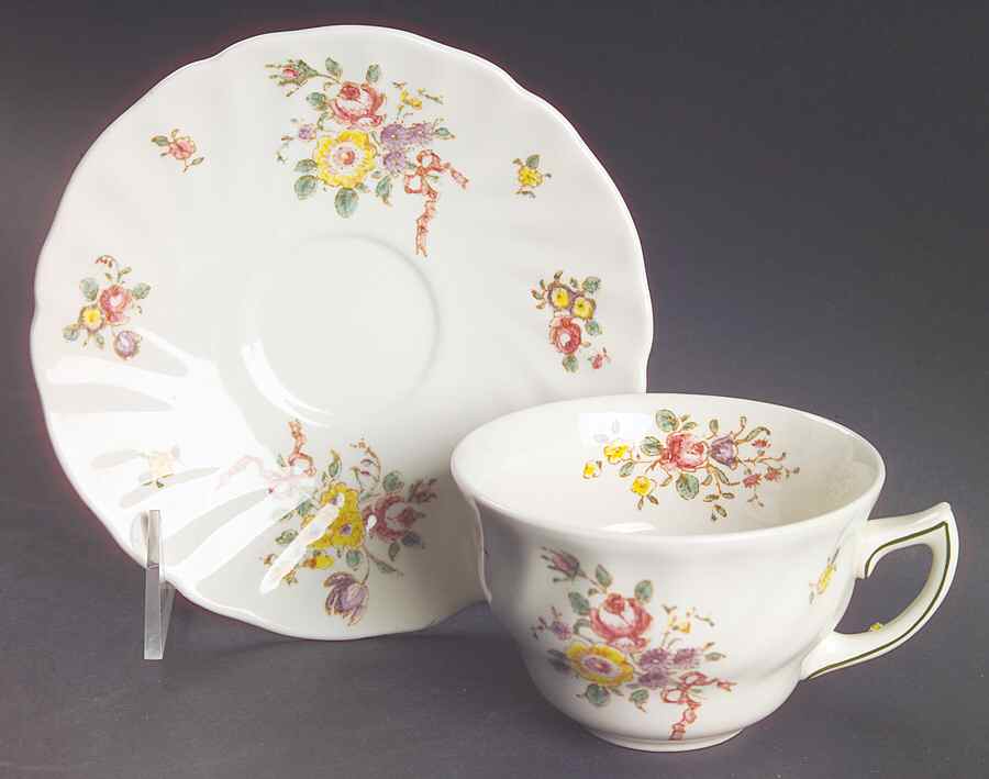 Old Leeds Spray Flat Cup & Saucer Set by Royal Doulton-1