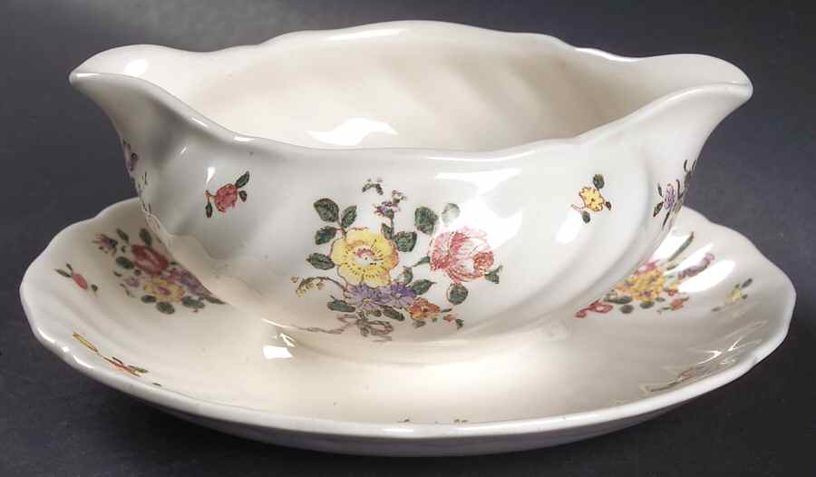 Old Leeds Spray Gravy Boat with Attached Underplate by Royal Doulton-1