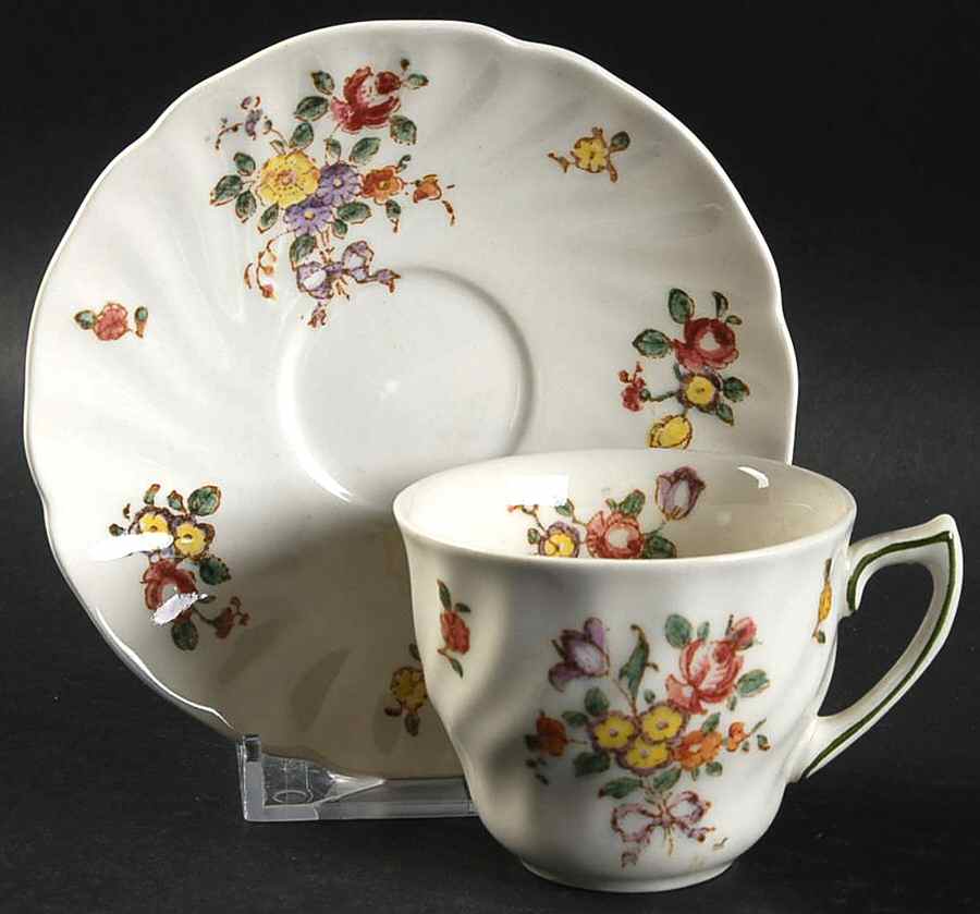 Old Leeds Spray Flat Demitasse Cup & Saucer Set by Royal Doulton-1