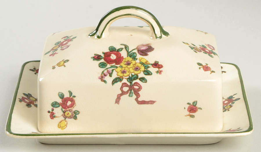 Old Leeds Spray Rectangular Covered Butter by Royal Doulton-1