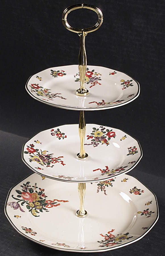 Old Leeds Spray 13 7/8"-14 1/4" 3-Tiered Serving Tray(DP,SP,BB) HC by Royal Doulton-1