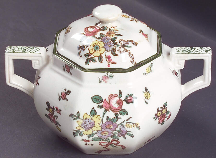Old Leeds Spray Sugar Bowl & Lid by Royal Doulton-1