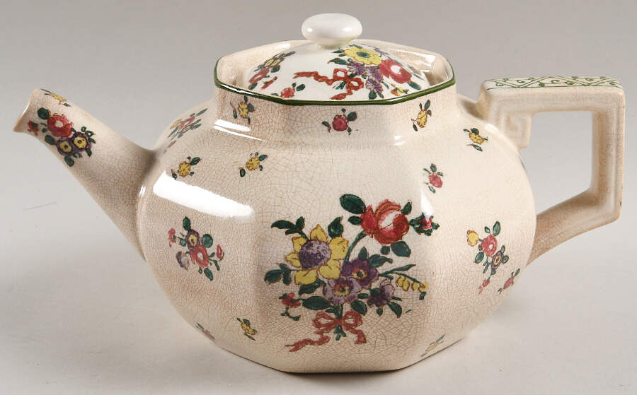 Old Leeds Spray Teapot & Lid by Royal Doulton-1