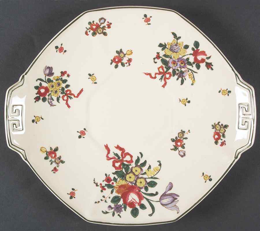 Old Leeds Spray Handled Cake Plate by Royal Doulton-1