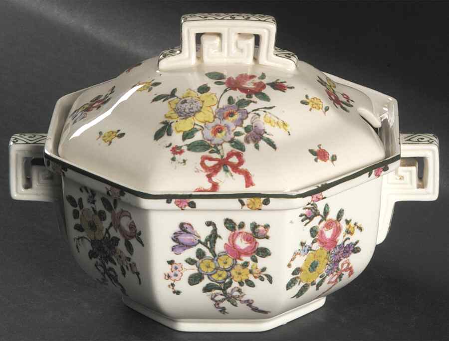 Old Leeds Spray Gravy Boat & Lid by Royal Doulton-1