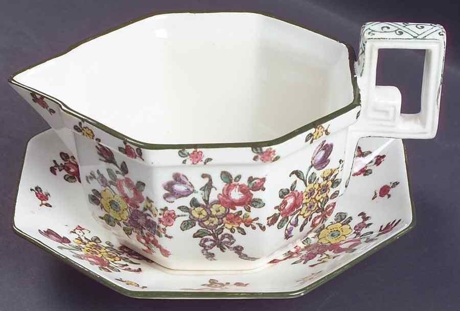 Old Leeds Spray Gravy Boat & Underplate by Royal Doulton-1