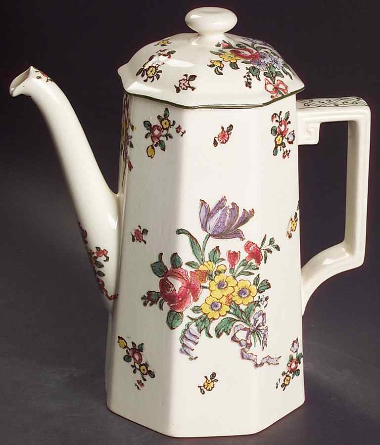 Old Leeds Spray Coffee Pot & Lid by Royal Doulton-1