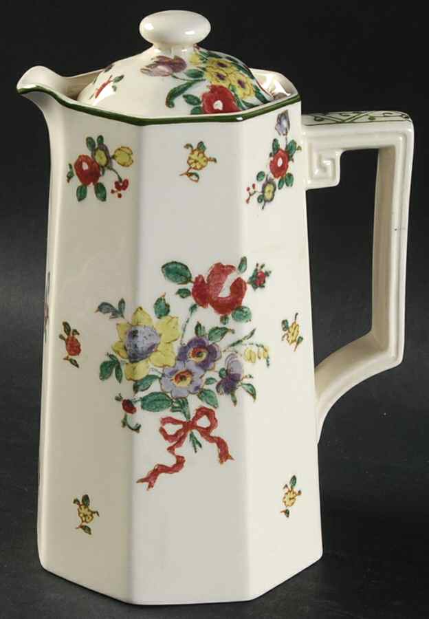 Old Leeds Spray Hot Water Jug & Lid by Royal Doulton-1