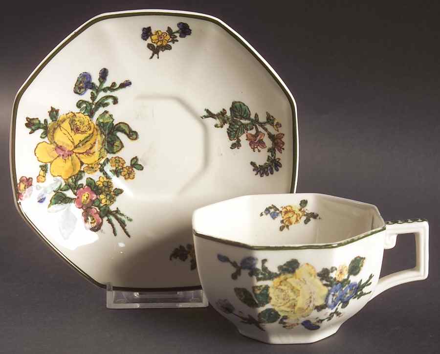 Old Trentham Sprays Flat Cup & Saucer Set by Royal Doulton-1