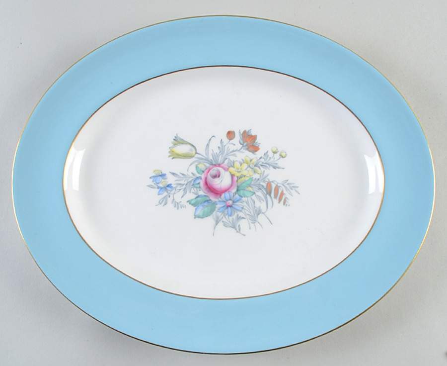 Old Westbury Blue 12" Oval Serving Platter by Royal Doulton-1