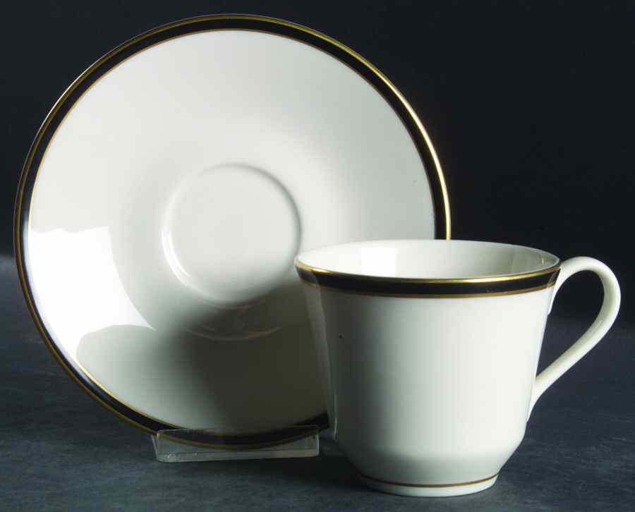 Oxford Black Flat Cup & Saucer Set by Royal Doulton-1