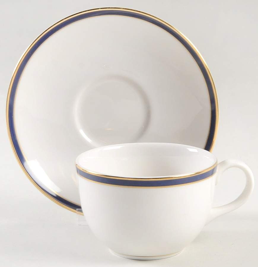 Oxford Blue Flat Cup & Saucer Set by Royal Doulton-1