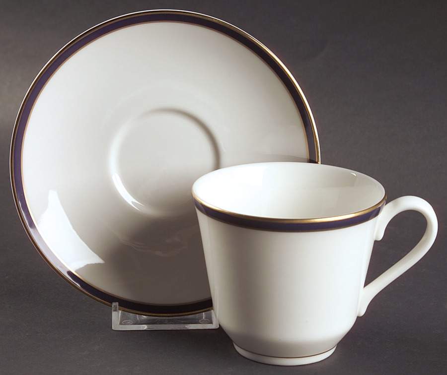 Oxford Blue Flat Cup & Saucer Set by Royal Doulton-1