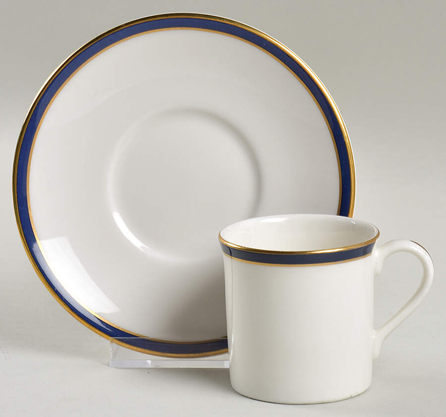 Oxford Blue Flat Demitasse Cup & Saucer Set by Royal Doulton-1