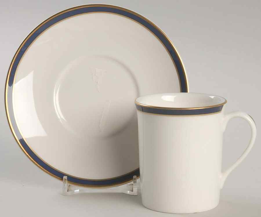 Oxford Blue Flat Demitasse Cup & Saucer Set by Royal Doulton-1