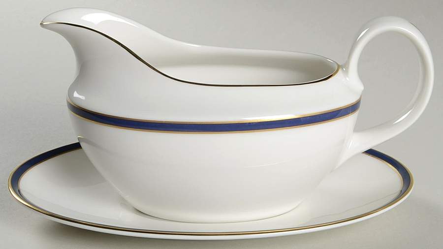 Oxford Blue Gravy Boat & Underplate by Royal Doulton-1