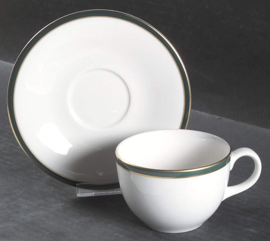 Oxford Green (England) Flat Cup & Saucer Set by Royal Doulton-1