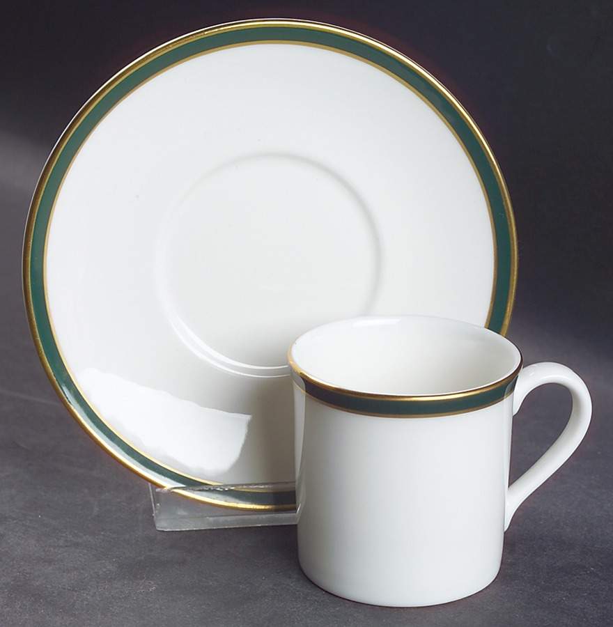 Oxford Green (England) Flat Demitasse Cup & Saucer Set by Royal Doulton-1