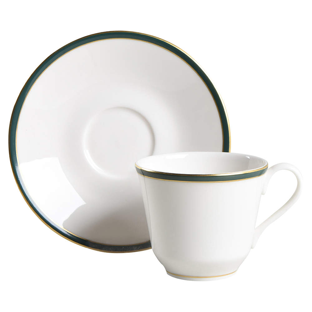 Oxford Green (England) Flat Cup & Saucer Set by Royal Doulton-1