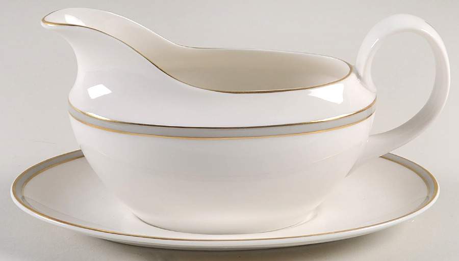 Oxford Gray Gravy Boat & Underplate by Royal Doulton-1