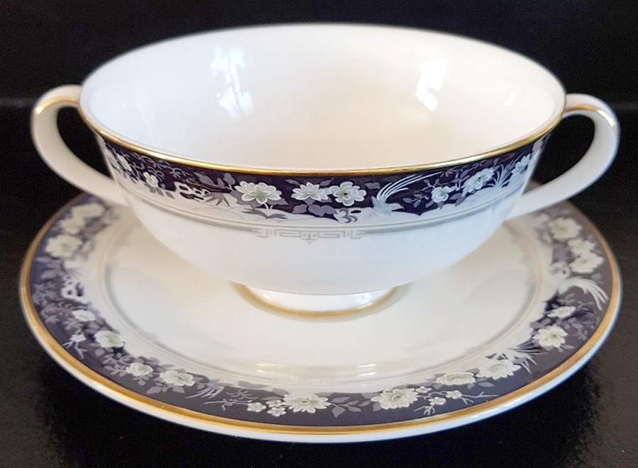 Paradise Footed Cream Soup Bowl & Saucer Set by Royal Doulton-1
