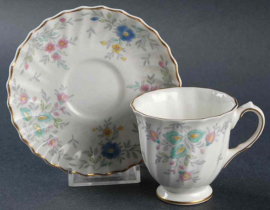 Pastoral Footed Demitasse Cup & Saucer Set by Royal Doulton-1