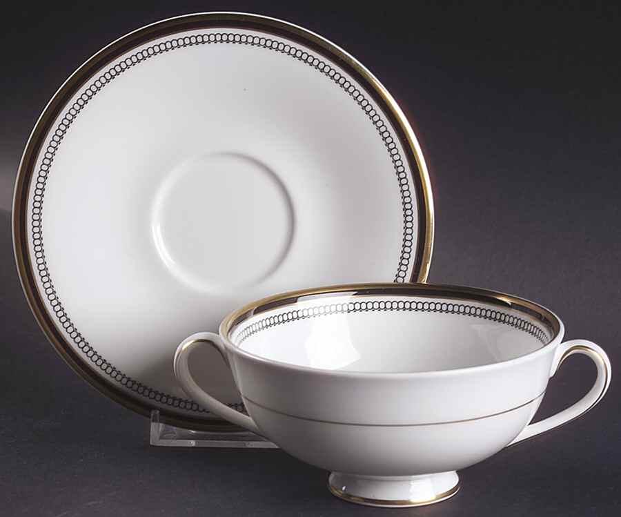 Pavanne Footed Cream Soup Bowl & Saucer Set by Royal Doulton-1