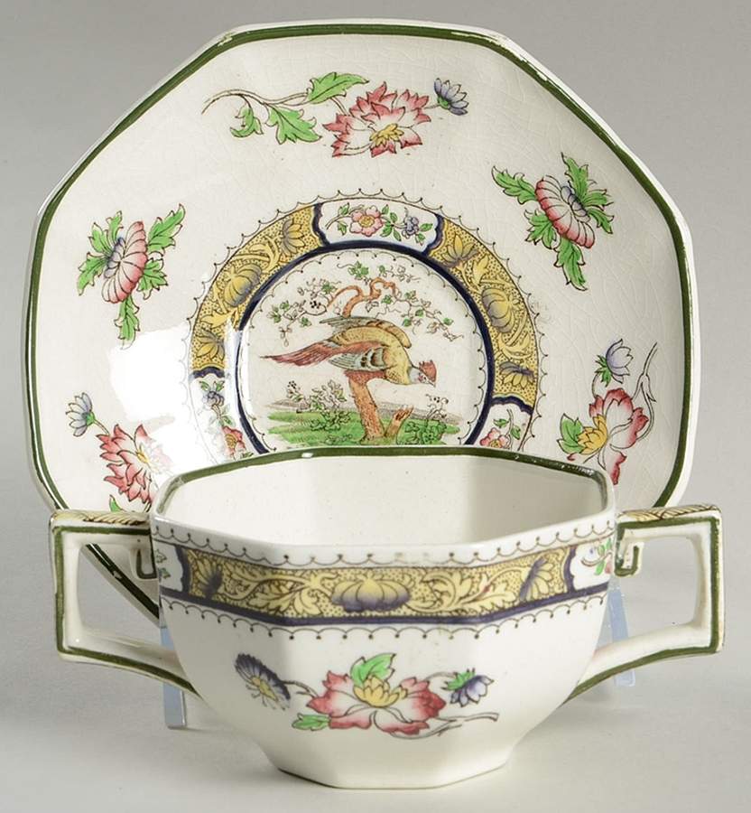 Pekin Flat Bouillon Cup & Saucer by Royal Doulton-1