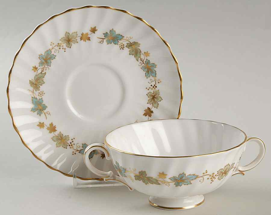 Piedmont Footed Cream Soup Bowl & Saucer Set by Royal Doulton-1